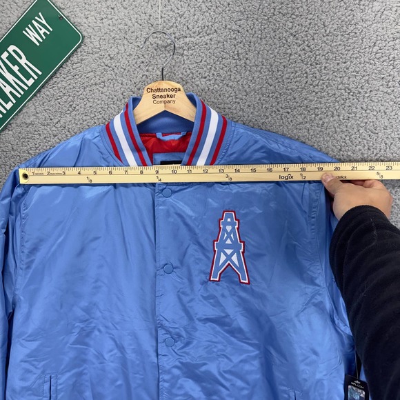 NFL Jackets Mens Medium Tennessee Huston Oilers Football Varsity Letterman Snap - Picture 5 of 11